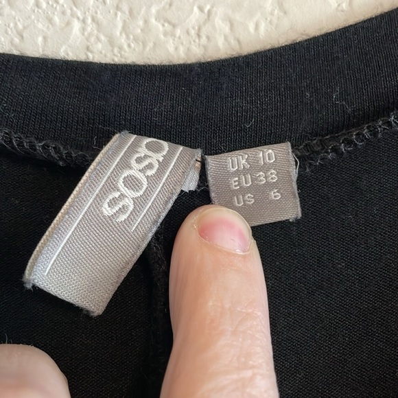 ASOS Women Henley Midi Dress Size 6 Black Jersey Knit Contemporary Whimsigoth - Picture 9 of 14